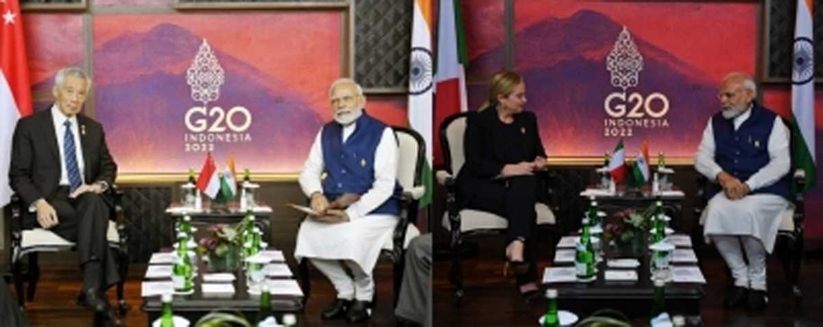 जी20 : मोदी ने सिंगापुर व इटली के प्रधानमंत्रियों से की मुलाकात, भारत आने का दिया निमंत्रण